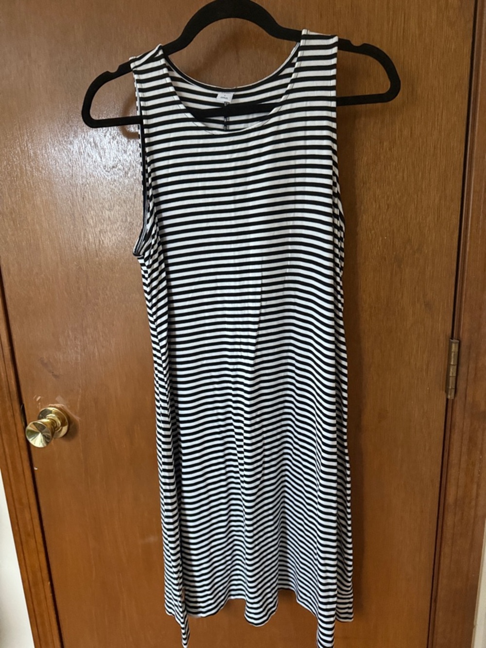 Old Navy Black and White Striped Sleeveless Midi Dress